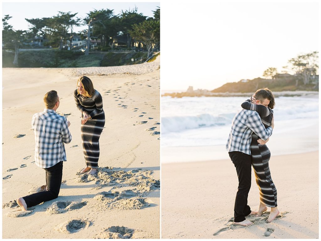 popping the question on the beach and the "she said yes!" moment