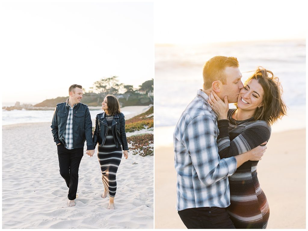 couple at the beach during their Carmel by the Sea engagement session by film photographer AGS Photo Art
