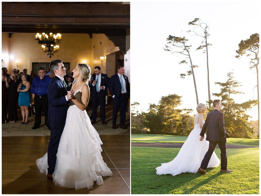 Pebble Beach indoor and outdoor wedding portraits of the bride and groom by film photographer AGS Photo Art