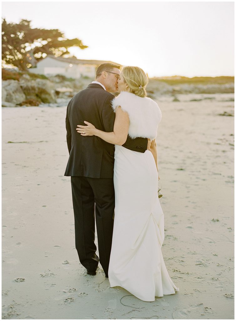 MPCC Beach House intimate wedding kissing portrait by film photographer AGS Photo Art