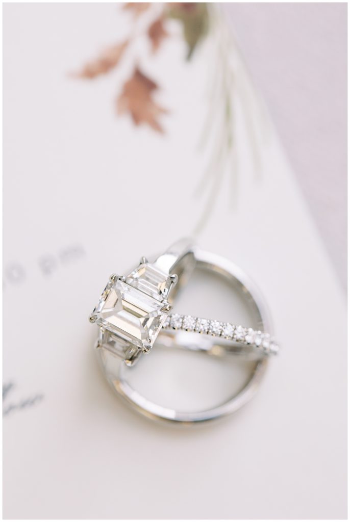 three stone Wind & Sea Estate Big Sur wedding ring