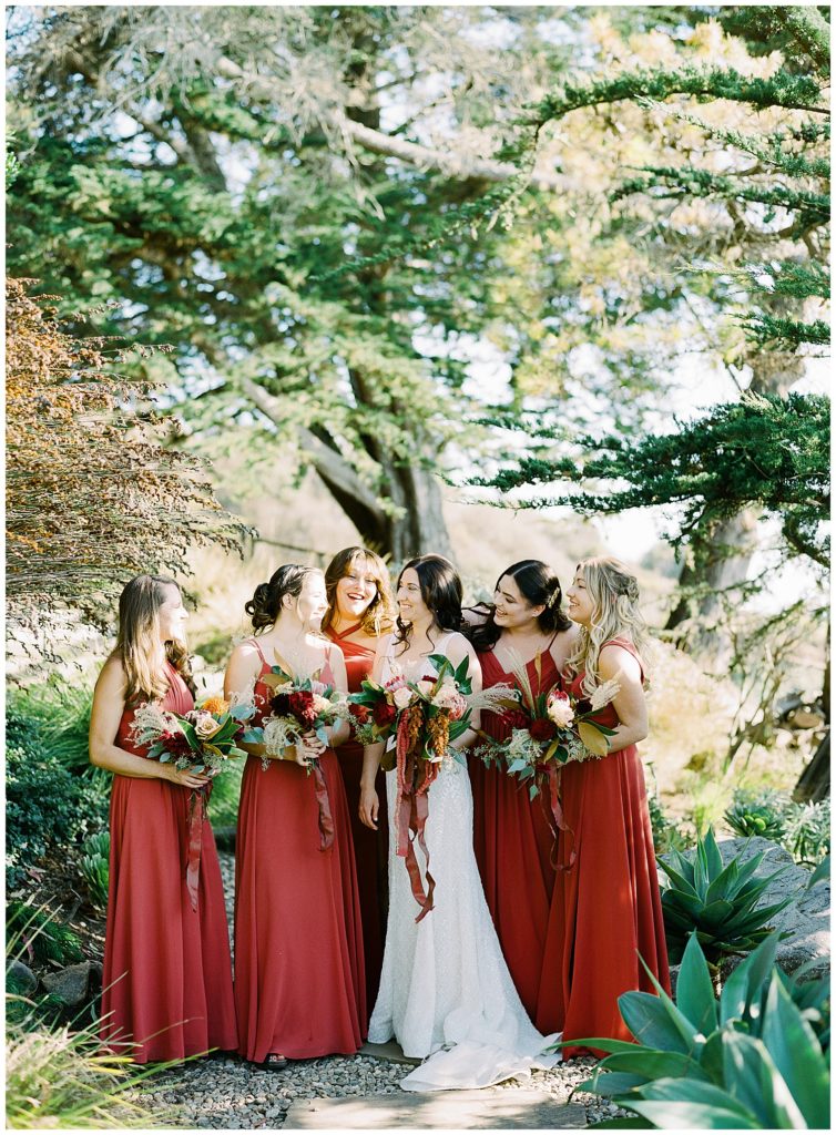 the bride and her bridesmaids at her Wind & Sea Estate Big Sur wedding by film photographer AGS Photo Art
