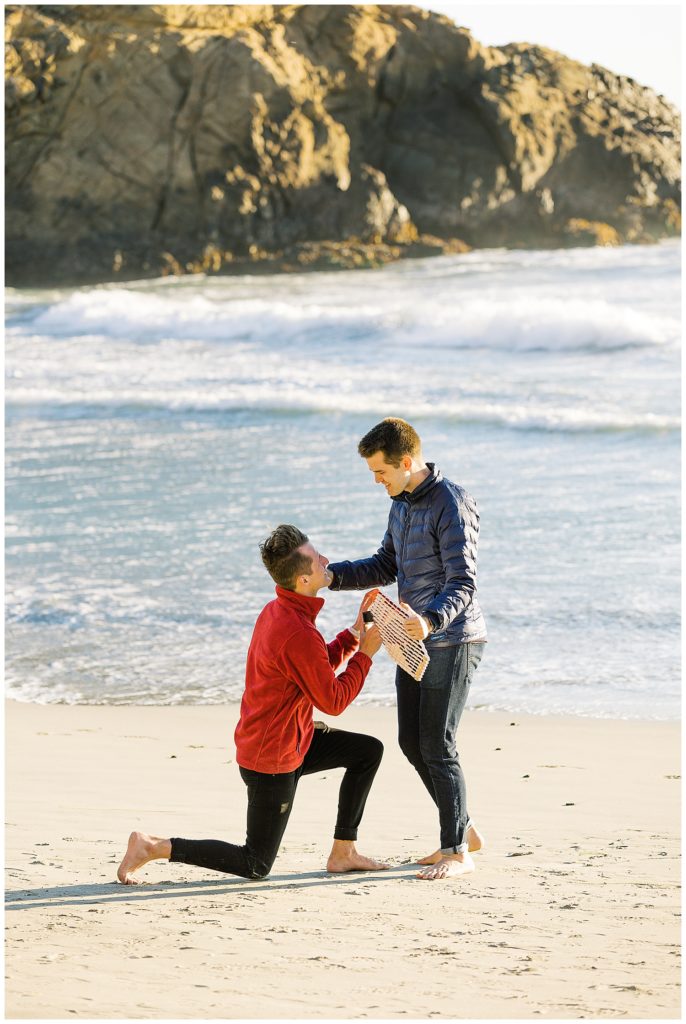 popping the question during Big Sur surprise engagement photoshoot