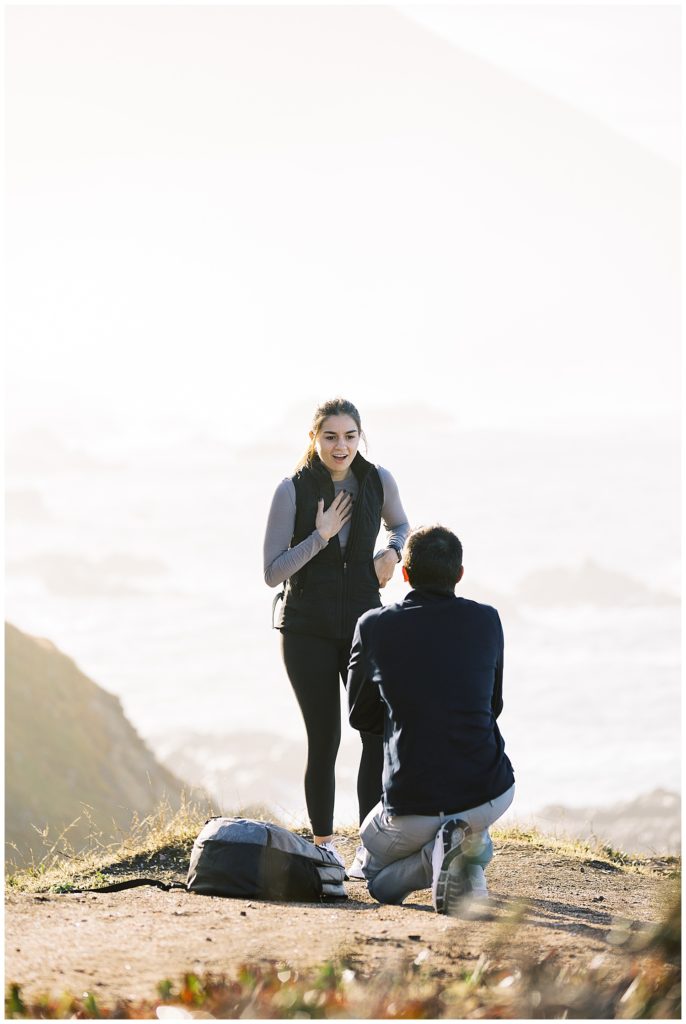 popping the question at Big Sur engagement photoshoot