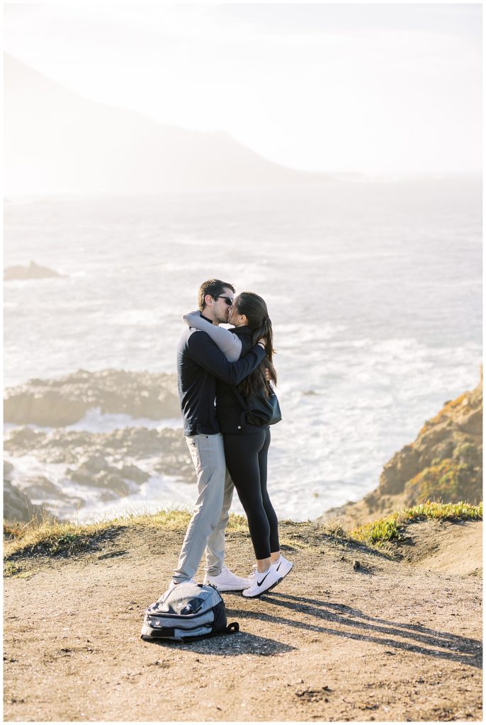 Big Sur engagement photoshoot kiss