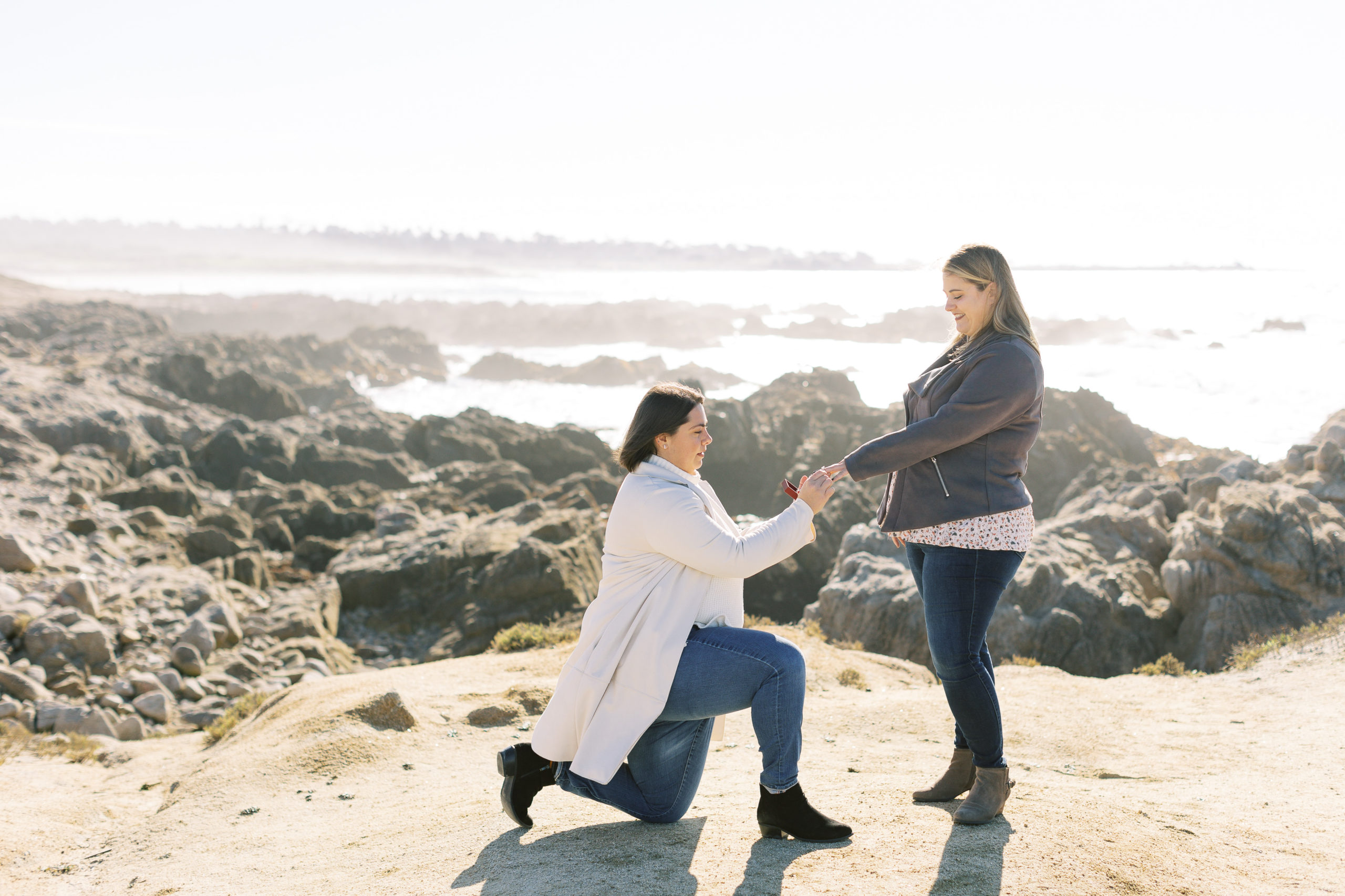 surprise proposal in Carmel portrait on the beach
