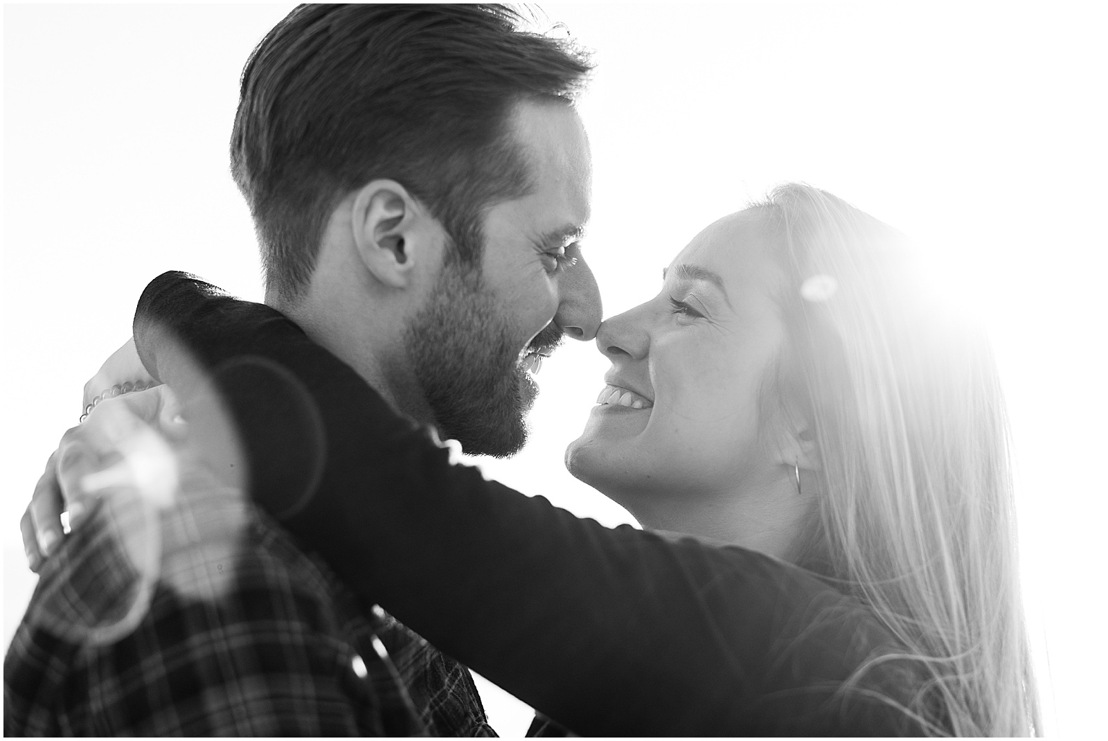 couple nose to nose during Big Sur Engagement Photoshoot