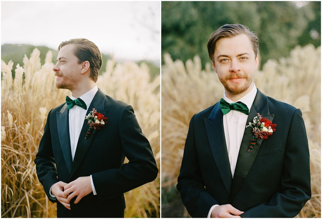 portraits of the groom for his intimate Holman Ranch wedding