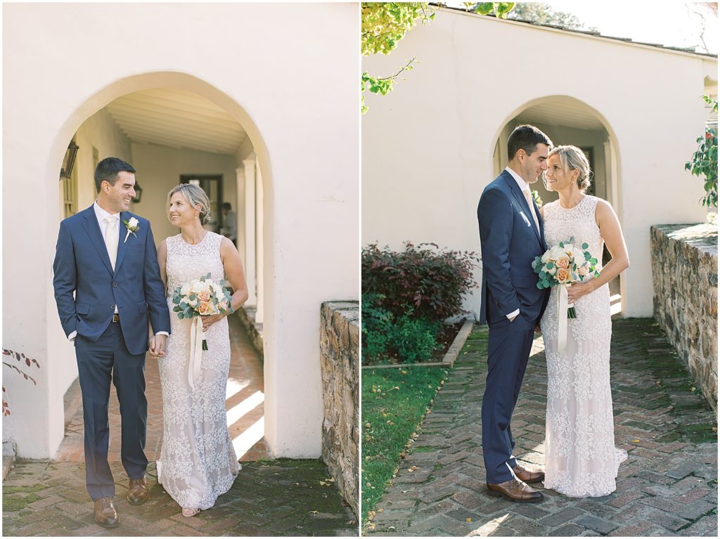 two images of the groom and bride photographed by monterey wedding photographer