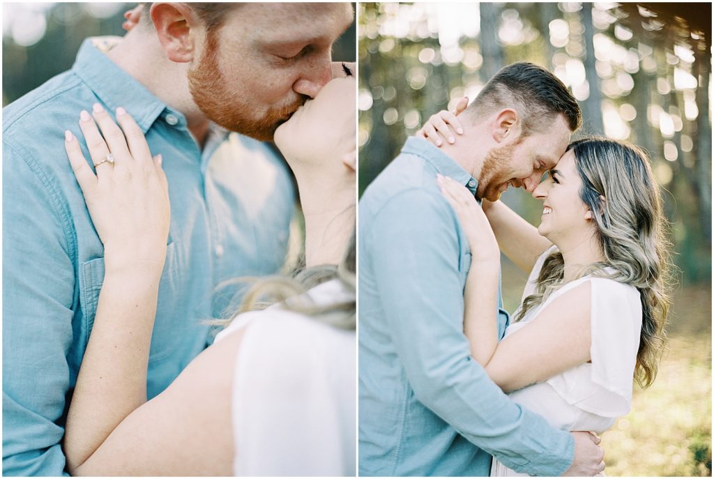two images of a couple cuddled up together, kissing