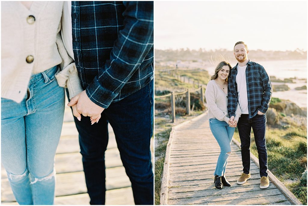 two images of couple holding hands