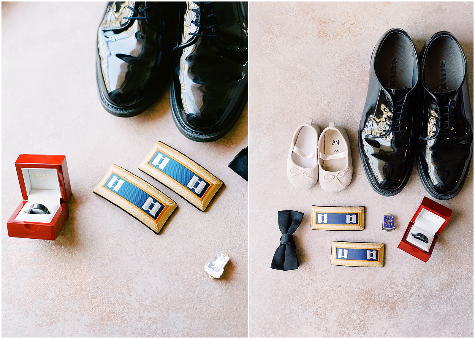 two images of a groom's details on his wedding day by Monterey Wedding Photographer