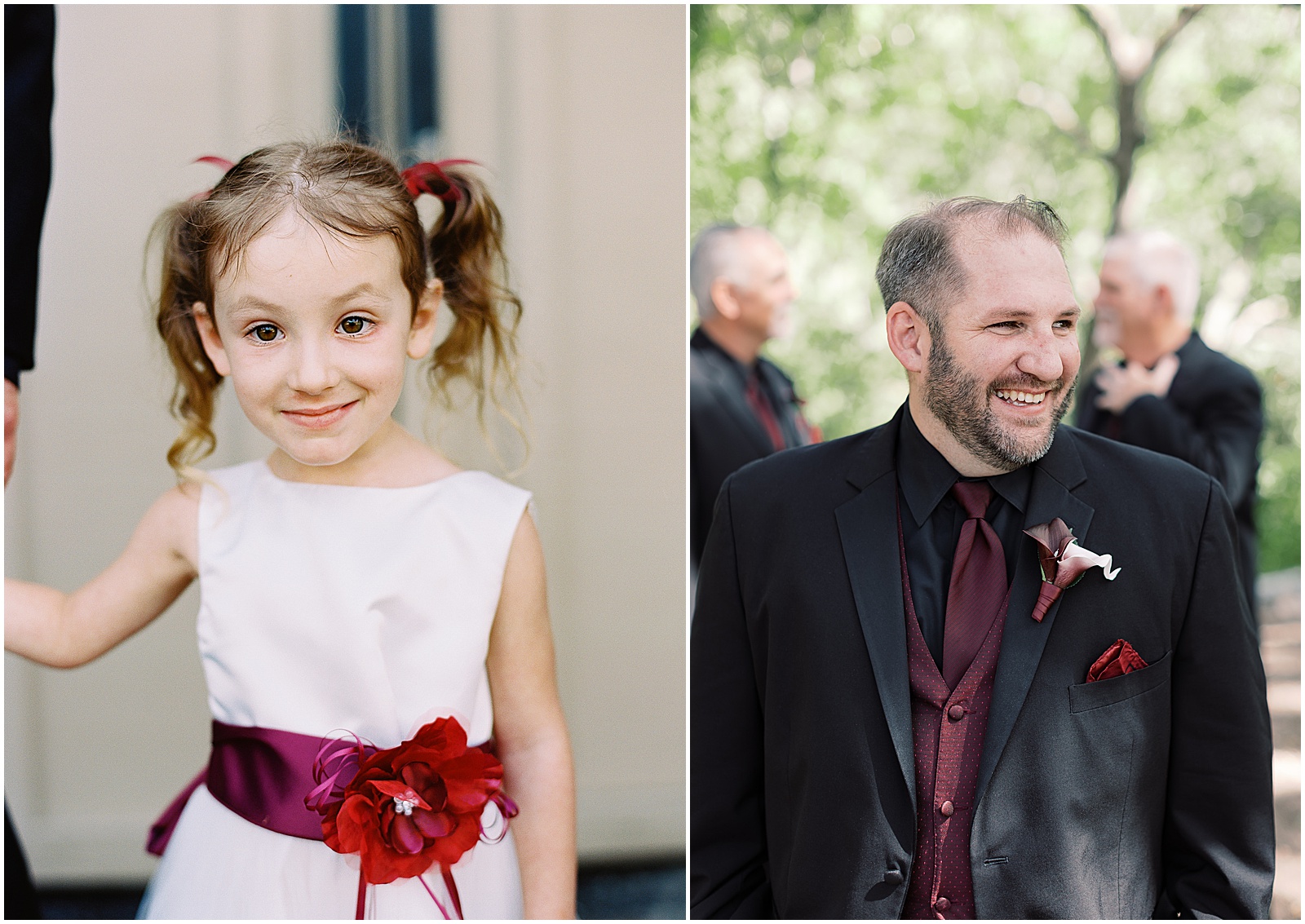 two images of the groom and his daughter