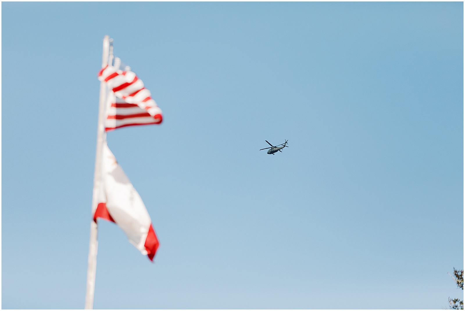 image of a helicopter flying over the wedding venue in Monterey CA