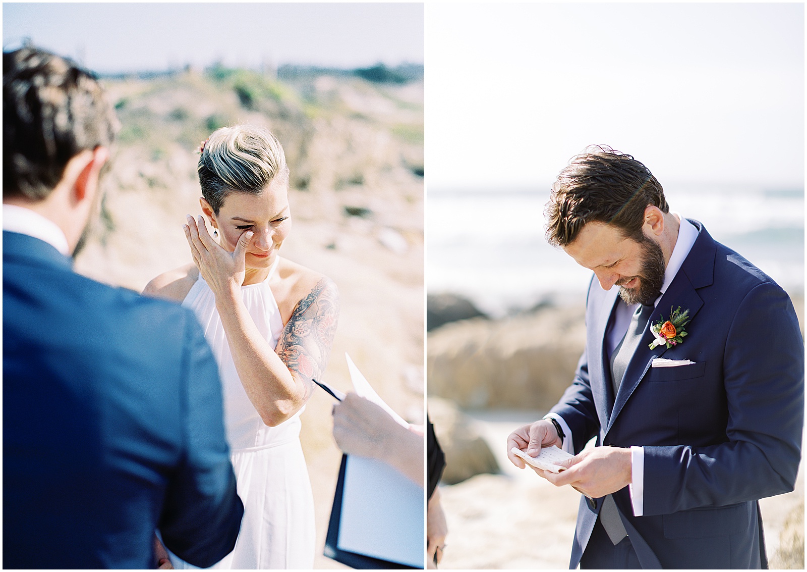 bride and groom exchanging vows during Pebble Beach elopement