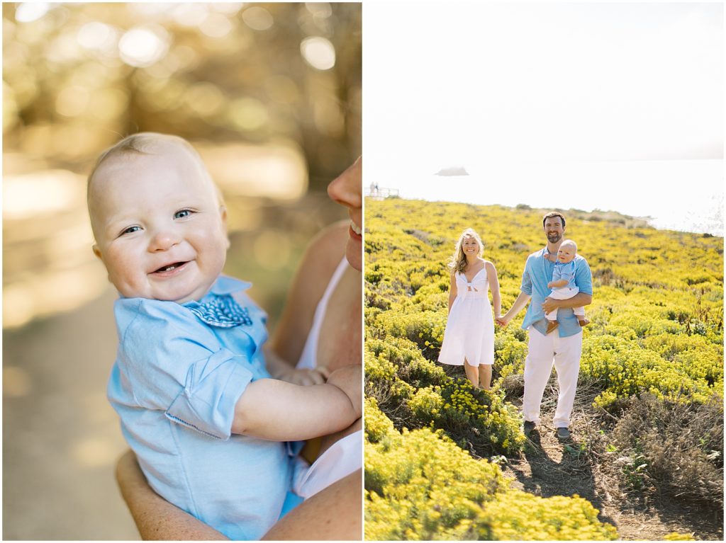 portrait of baby smiling and parents in a field  by film photographer AGS Photo Art 