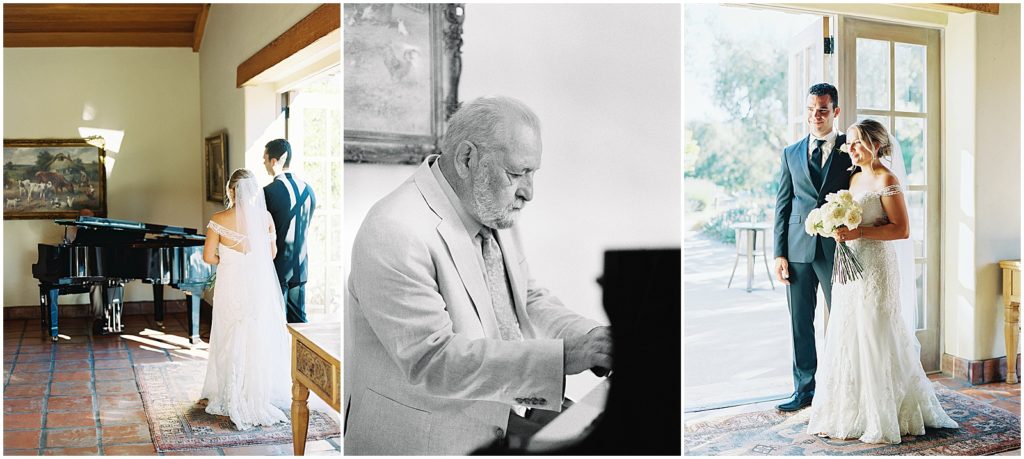 portrait of relative playing piano for the bride and groom by film photographer AGS Photo Art
