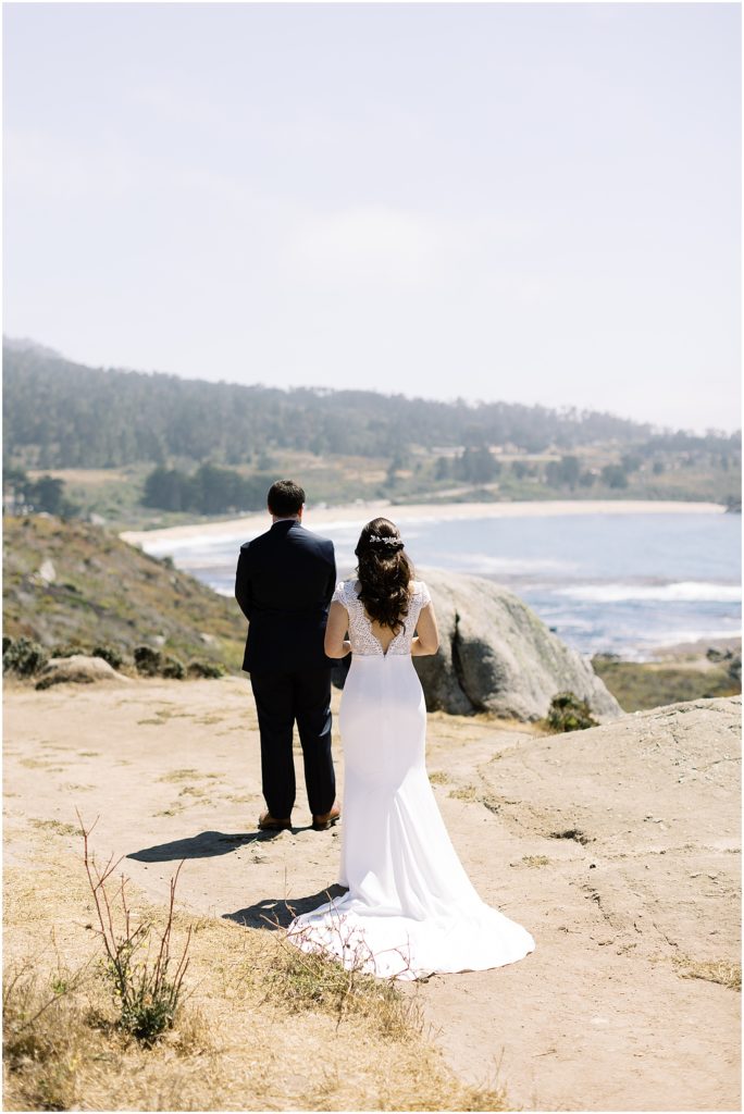 portrait of couple first look on the coast  by film photographer AGS Photo Art 