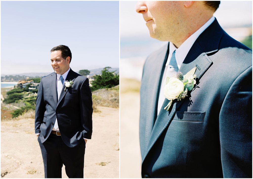 portrait of groom standing by coast by film photographer AGS Photo Art 