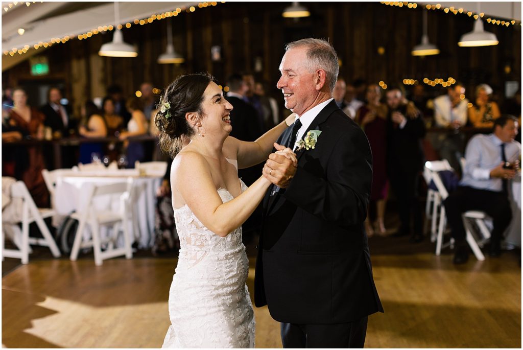 portrait of father and bride dancing on dance floor by film photographer AGS Photo Art 