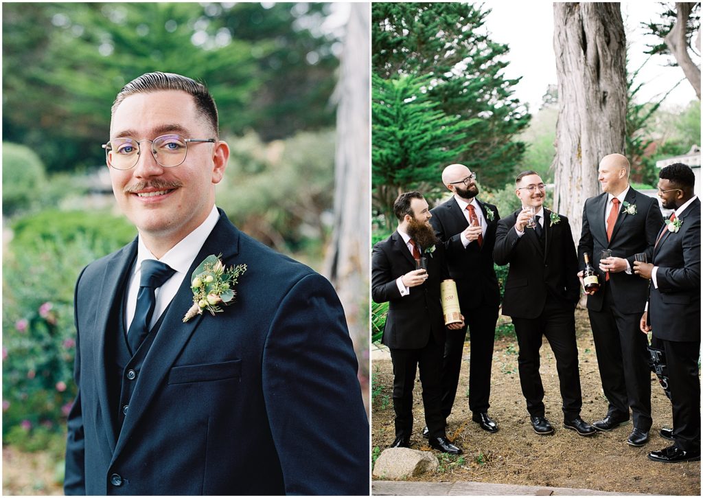 portrait of groom and groomsmen by film photographer AGS Photo Art