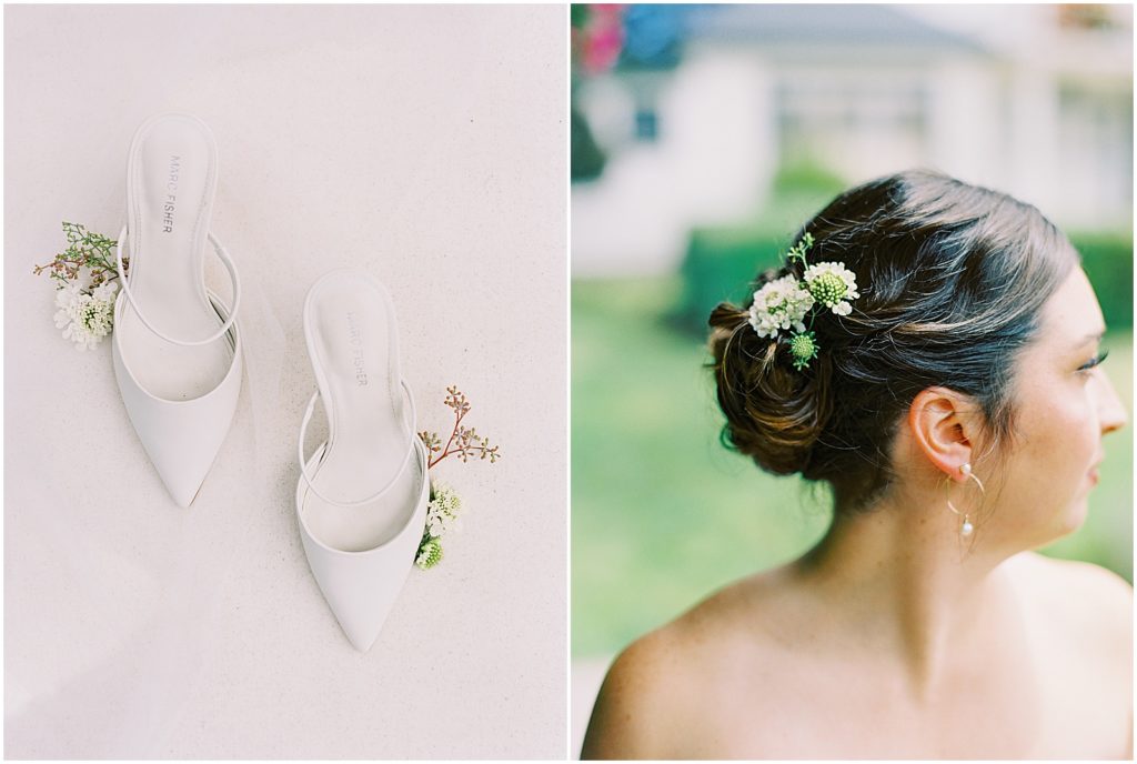 portrait of bridal shoe details by film photographer AGS Photo Art