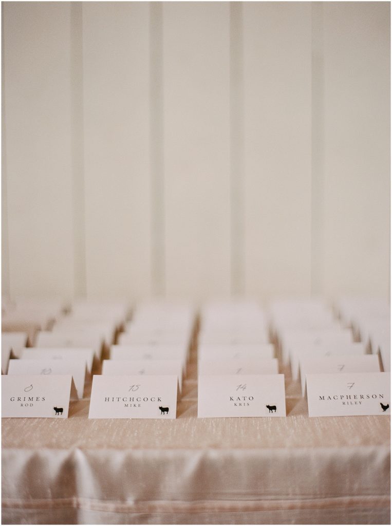 portrait of reception seat numbers by film photographer AGS Photo Art 