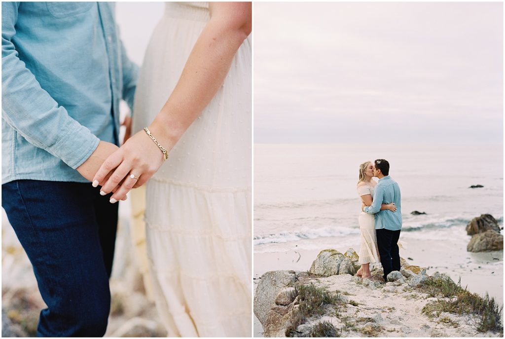 portrait of couple standing by ocean ring on display by film photographer AGS Photo Art
