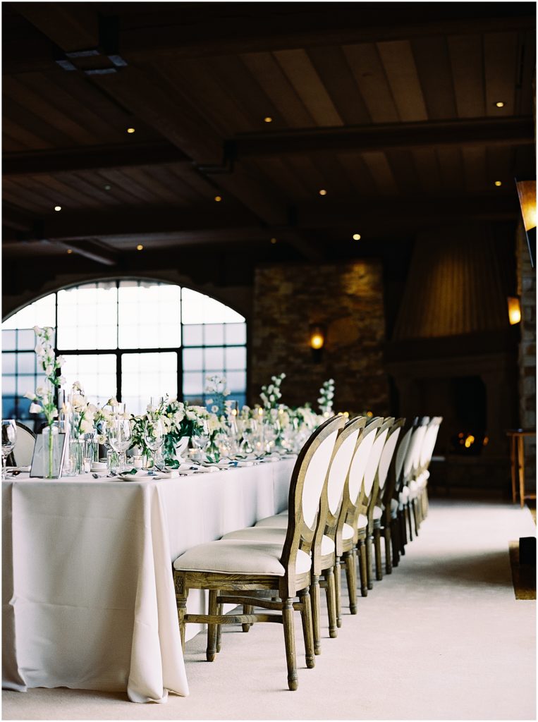 portrait of reception table decor by film photographer AGS Photo Art