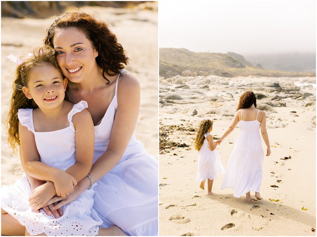 portrait of mother and daughter posing in matching white dresses by film photographer AGS Photo Art