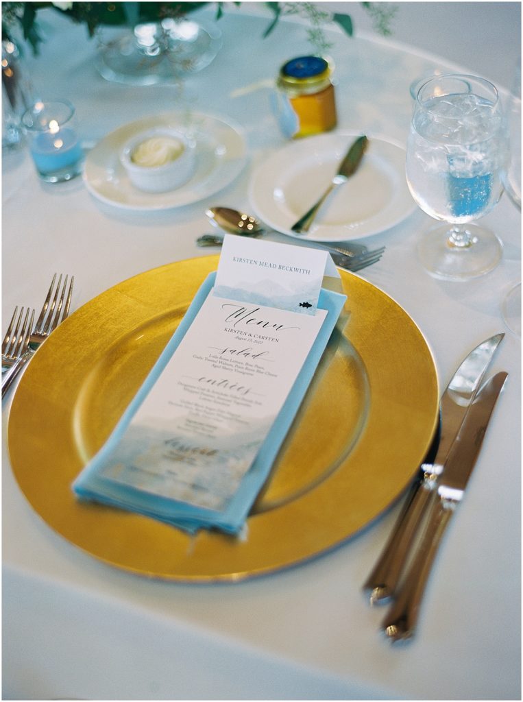 portrait of menu at reception by film photographer AGS Photo Art