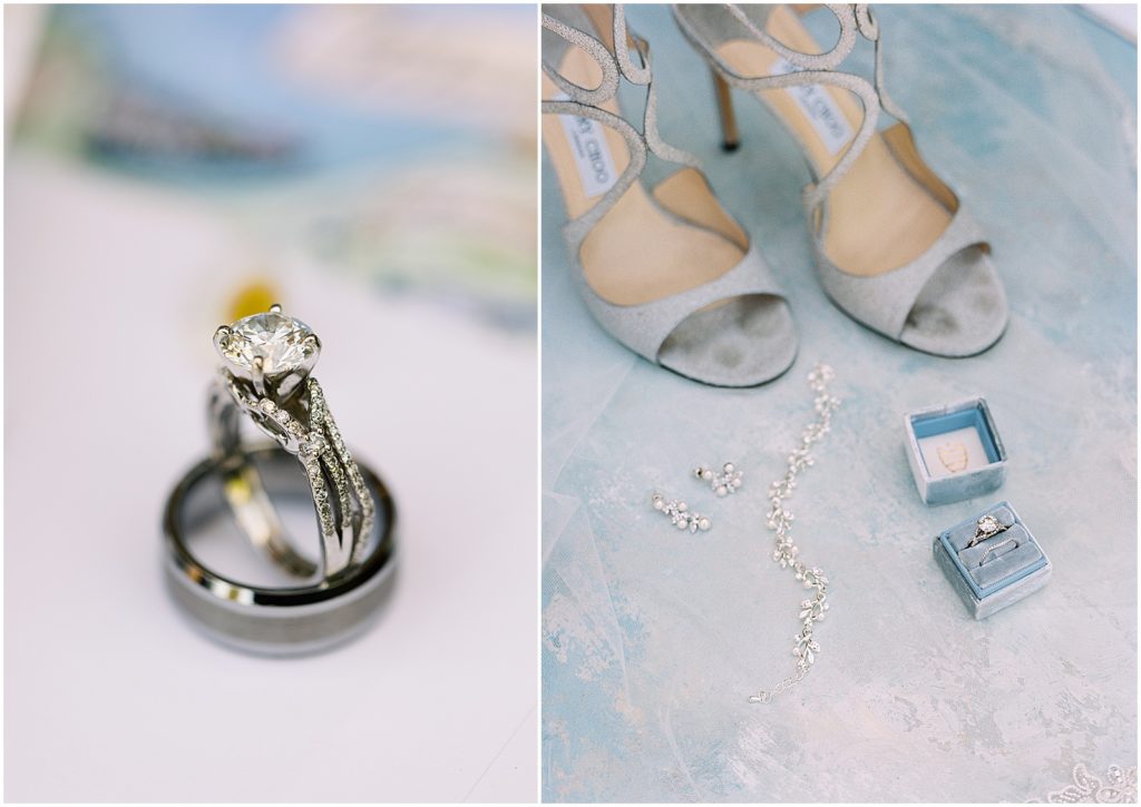 portrait of bridal shoes and ring by film photographer AGS Photo Art