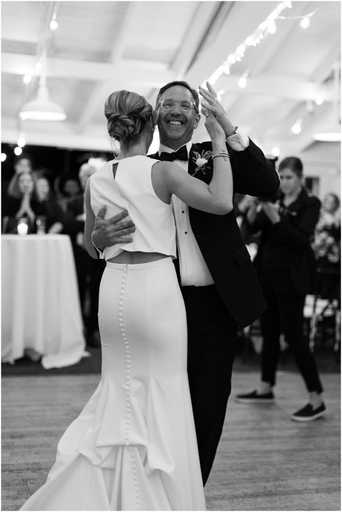 portrait of father daughter dance on dance floor by film photographer AGS Photo Art