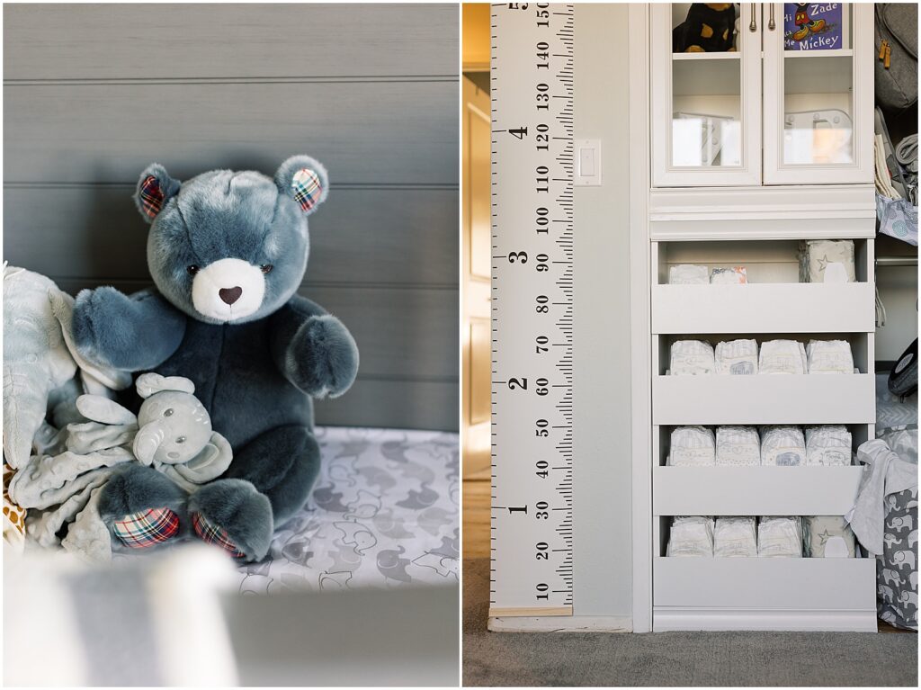 portrait of stuffed baby bear in baby room by film photographer AGS Photo Art