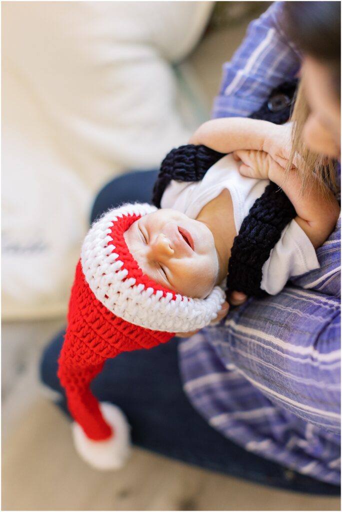 portrait of baby wearing christmas hat by film photographer AGS Photo Art