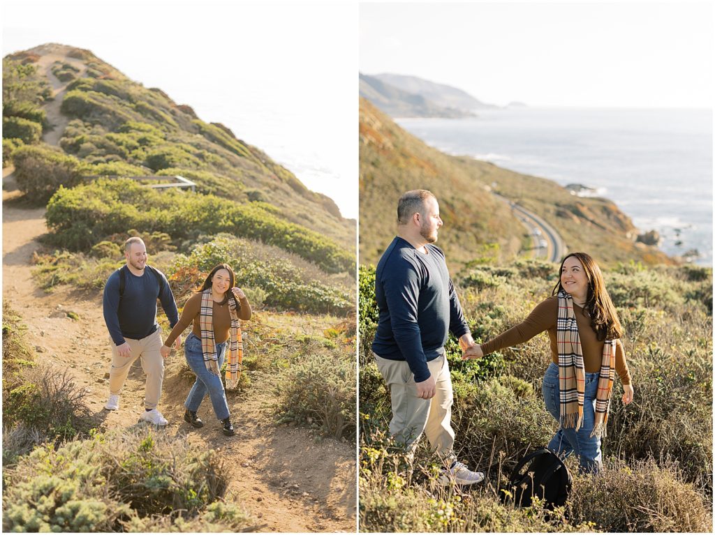 portrait of couple walking trails on the coast by film photographer AGS Photo Art