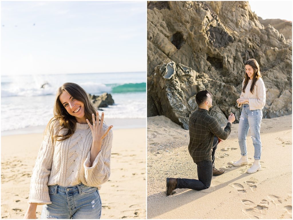 portrait of couple standing by rocks during surprise proposal by film photographer AGS Photo Art