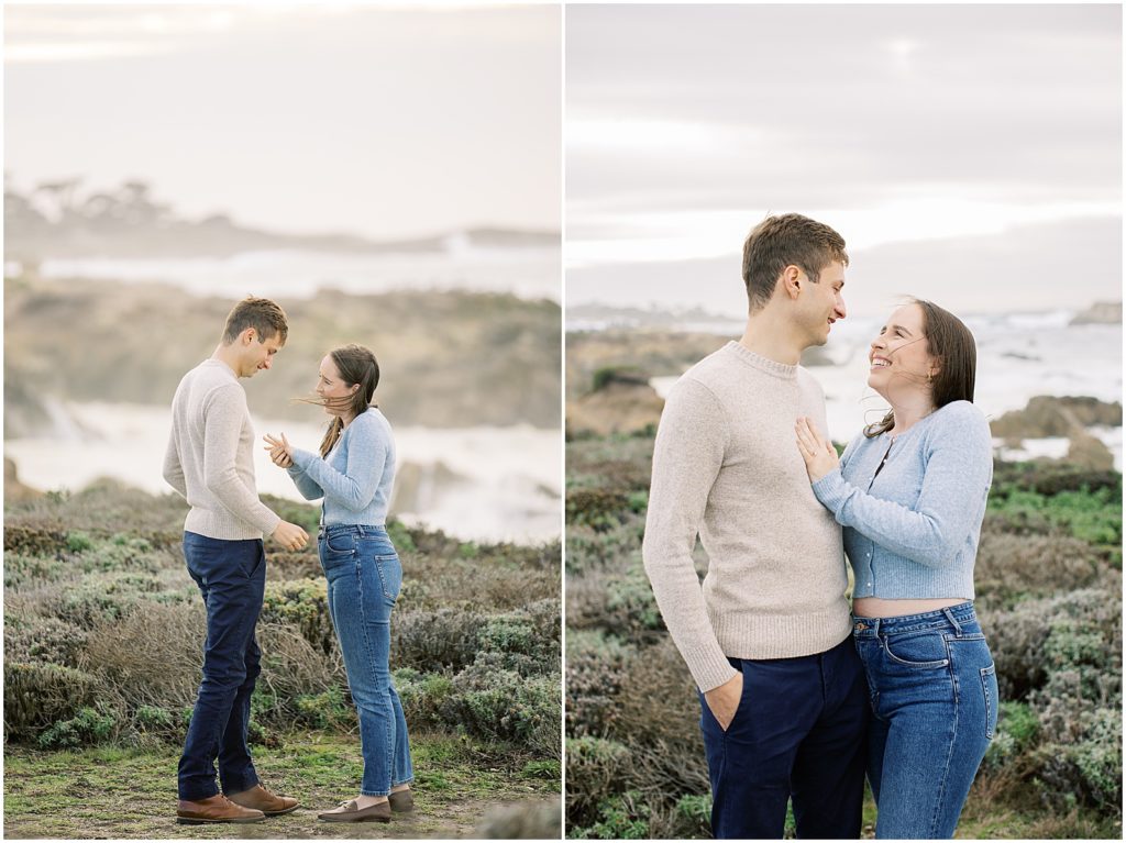 portrait of couple engagement session on the beach by film photographer AGS Photo Art