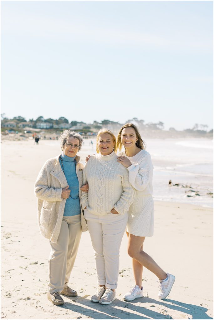 portrait of grandmother standing with mother and daughter on the shoreline by film photographer AGS Photo Art