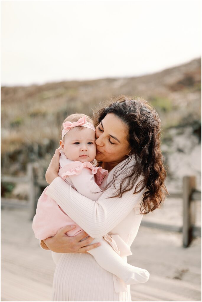 Mother and baby portrait on the beach in Carmel-by-the-Sea by film photographer AGS Photo Art