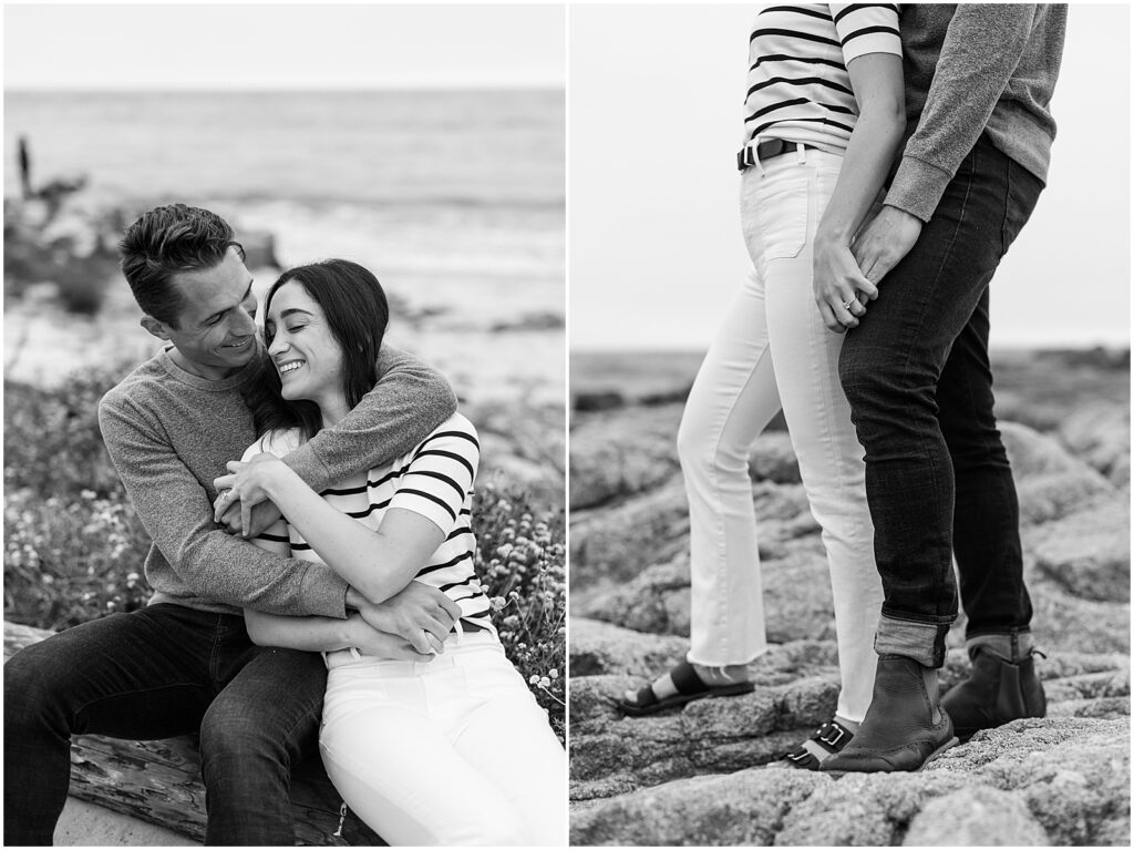 Black and white BW film photography of engagement in Pebble Beach by AGS Phot Art