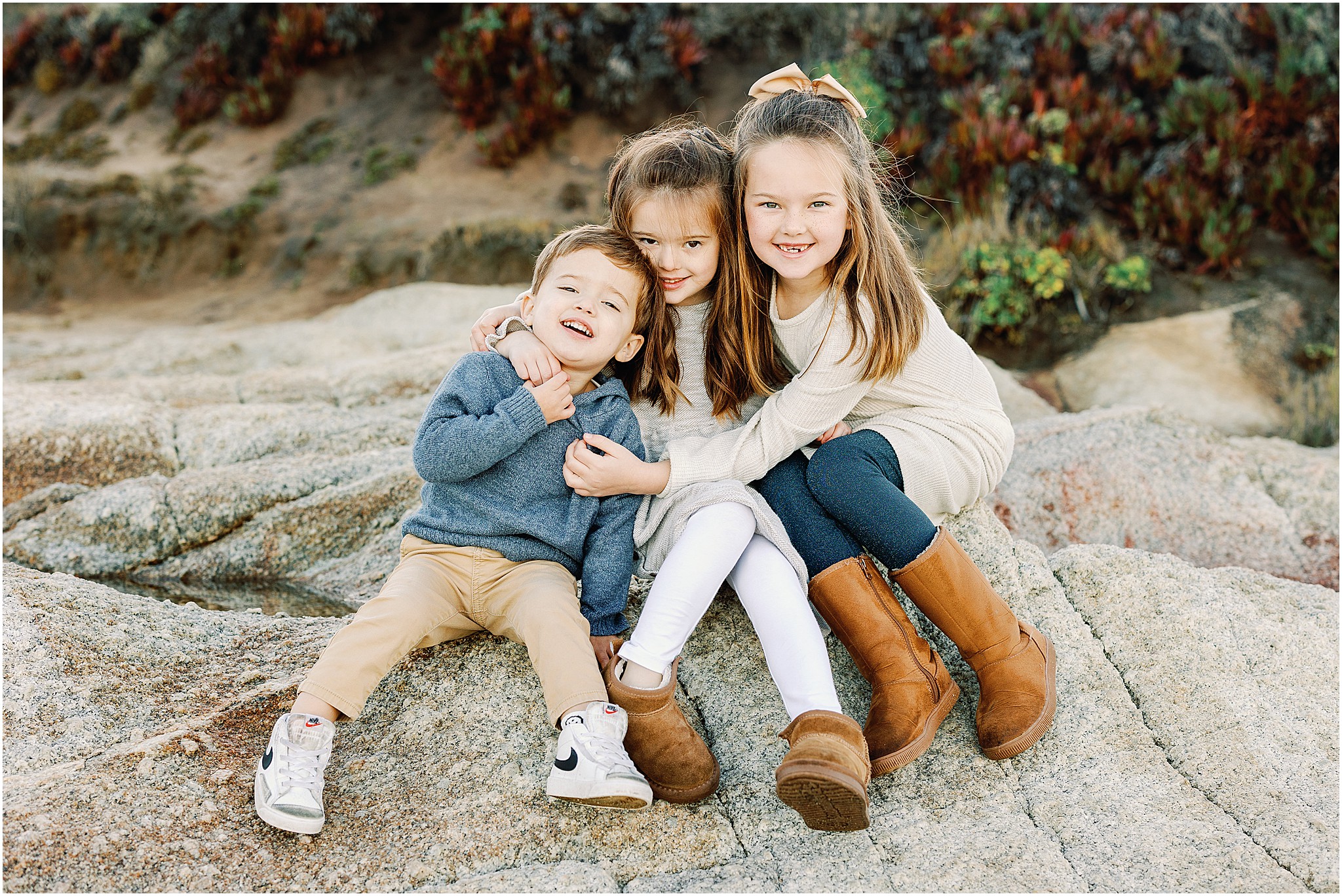 Morning portraits of the Zeller Family taken by Carmel Beach family photographer AGS Photo Art.