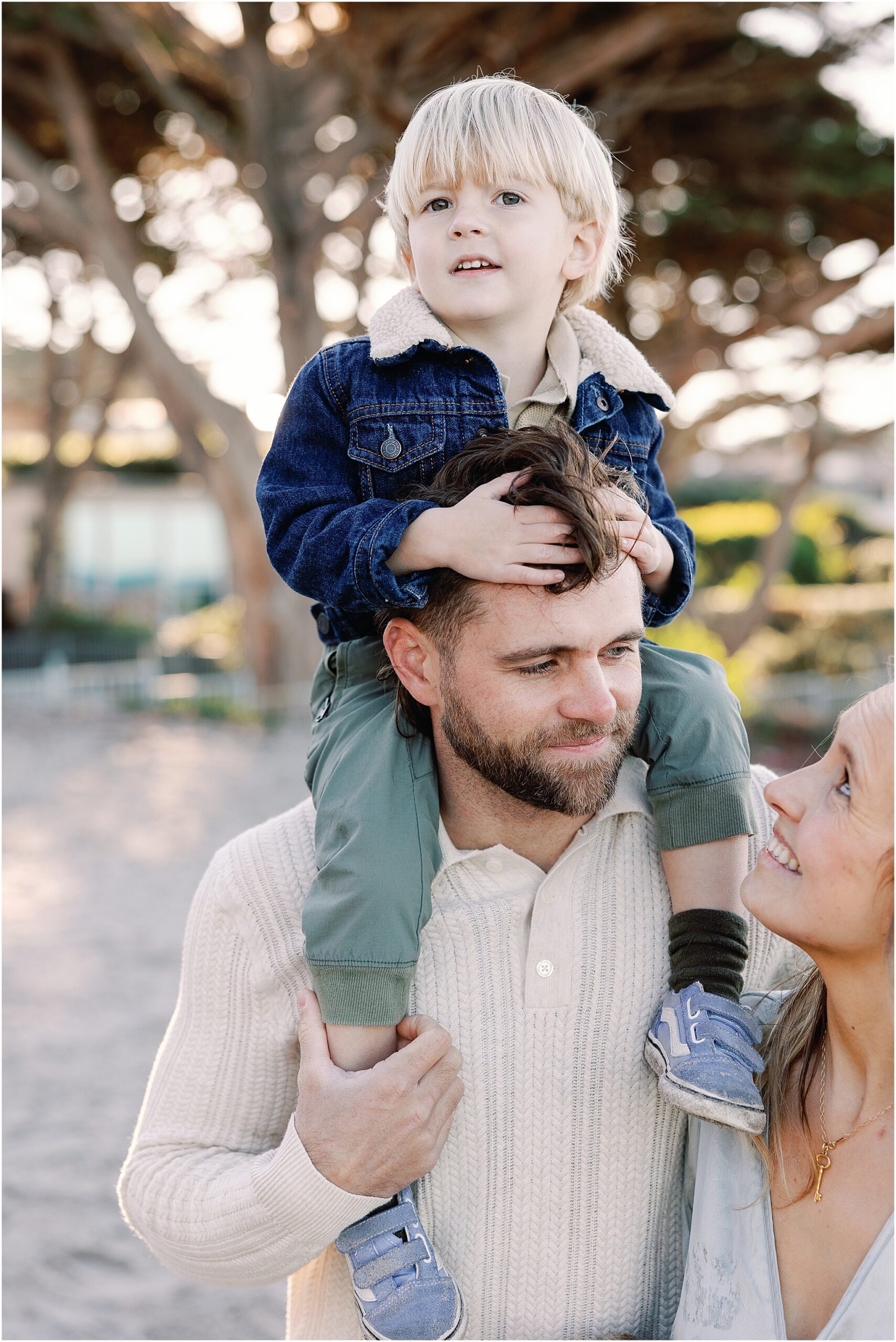 Relaxed portraits during Carmel-by-the-Sea family photoshoot