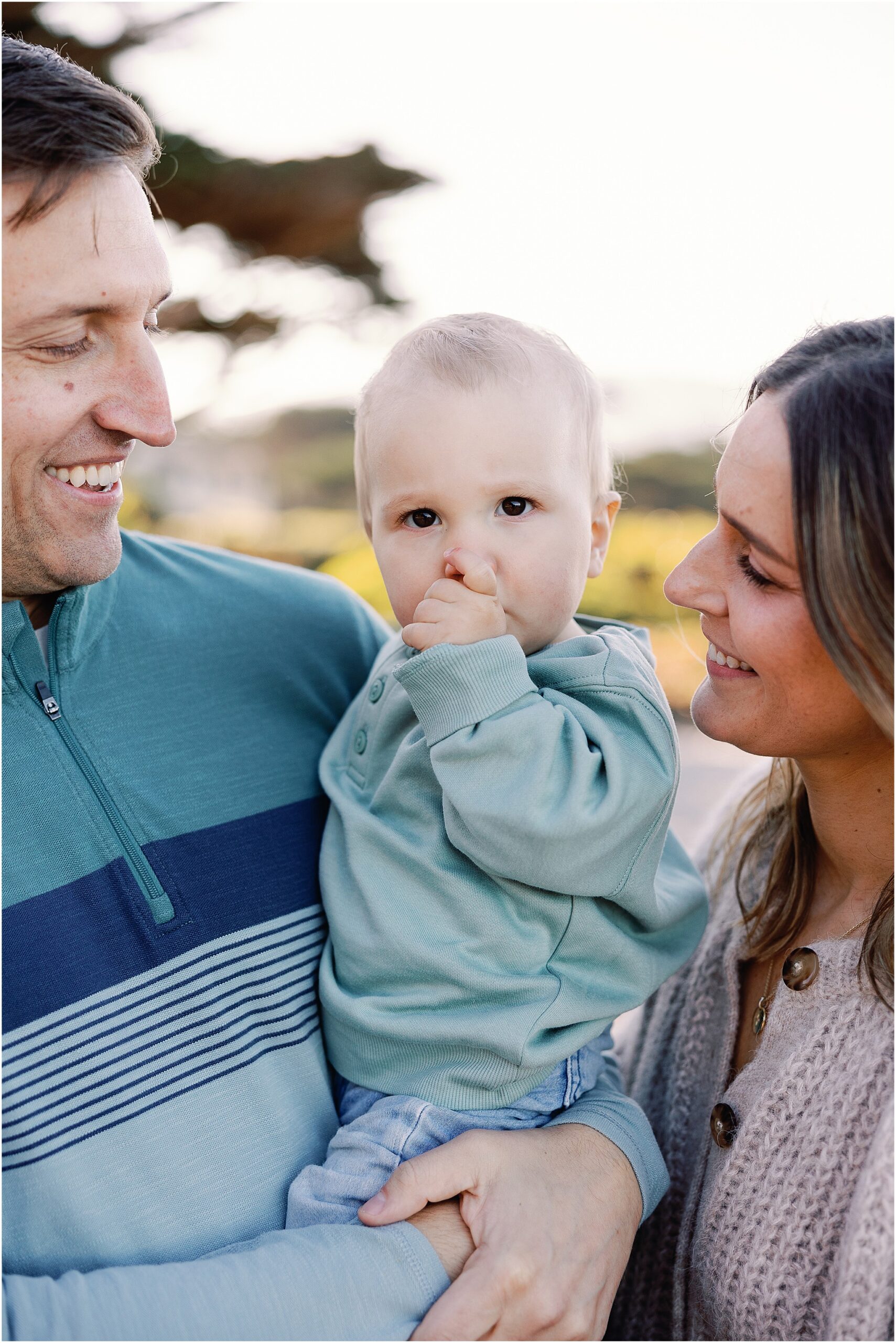 Playful children and parents during Carmel beach family photos