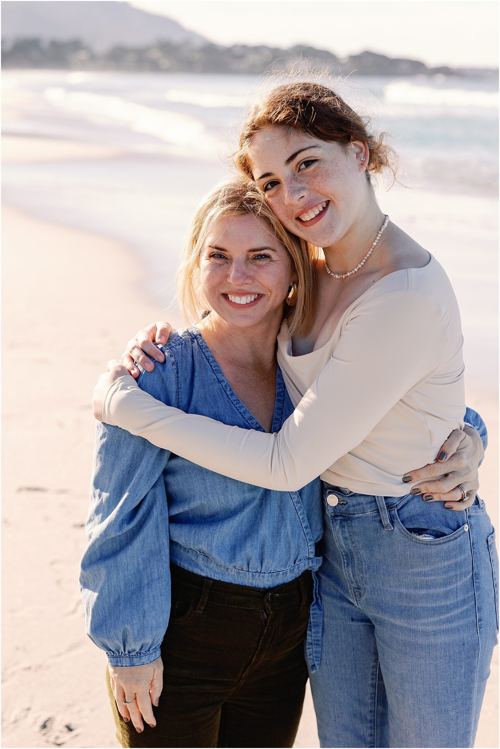 Family portraits in the sand during Carmel beach session