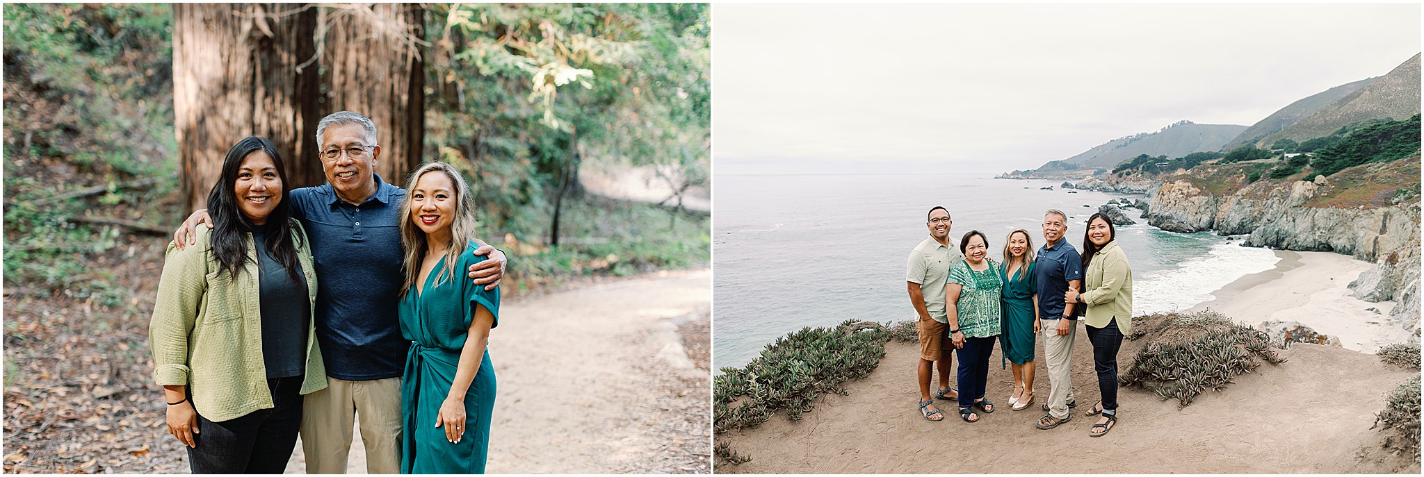 Parents and adult children sharing a warm embrace during their Big Sur family photography session.