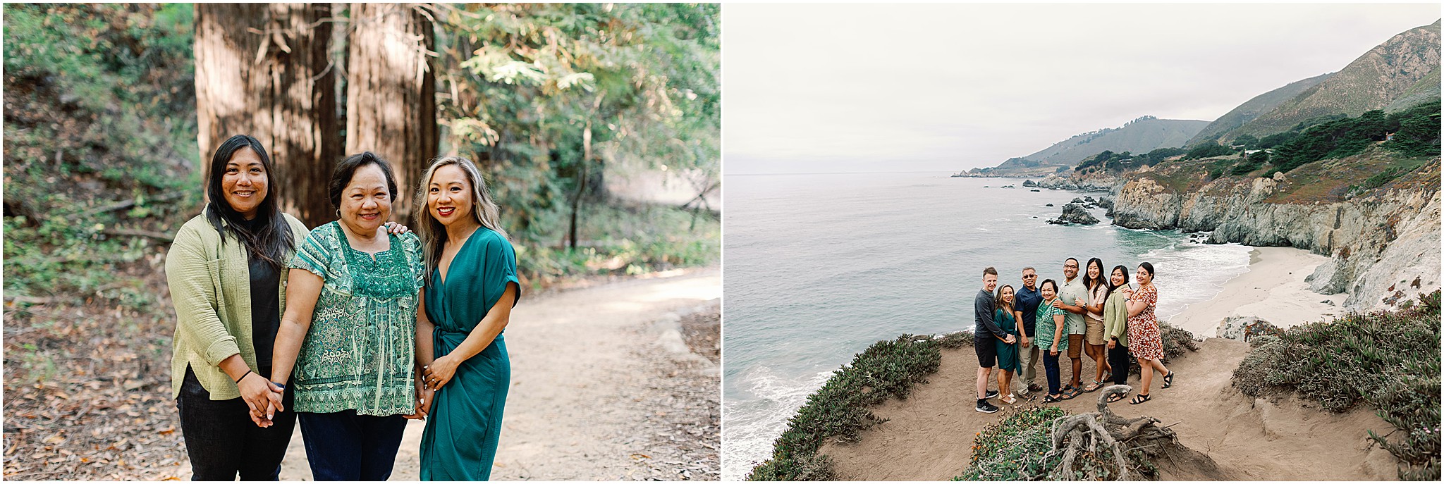A loving family moment captured along the Big Sur coastline with soft evening light.