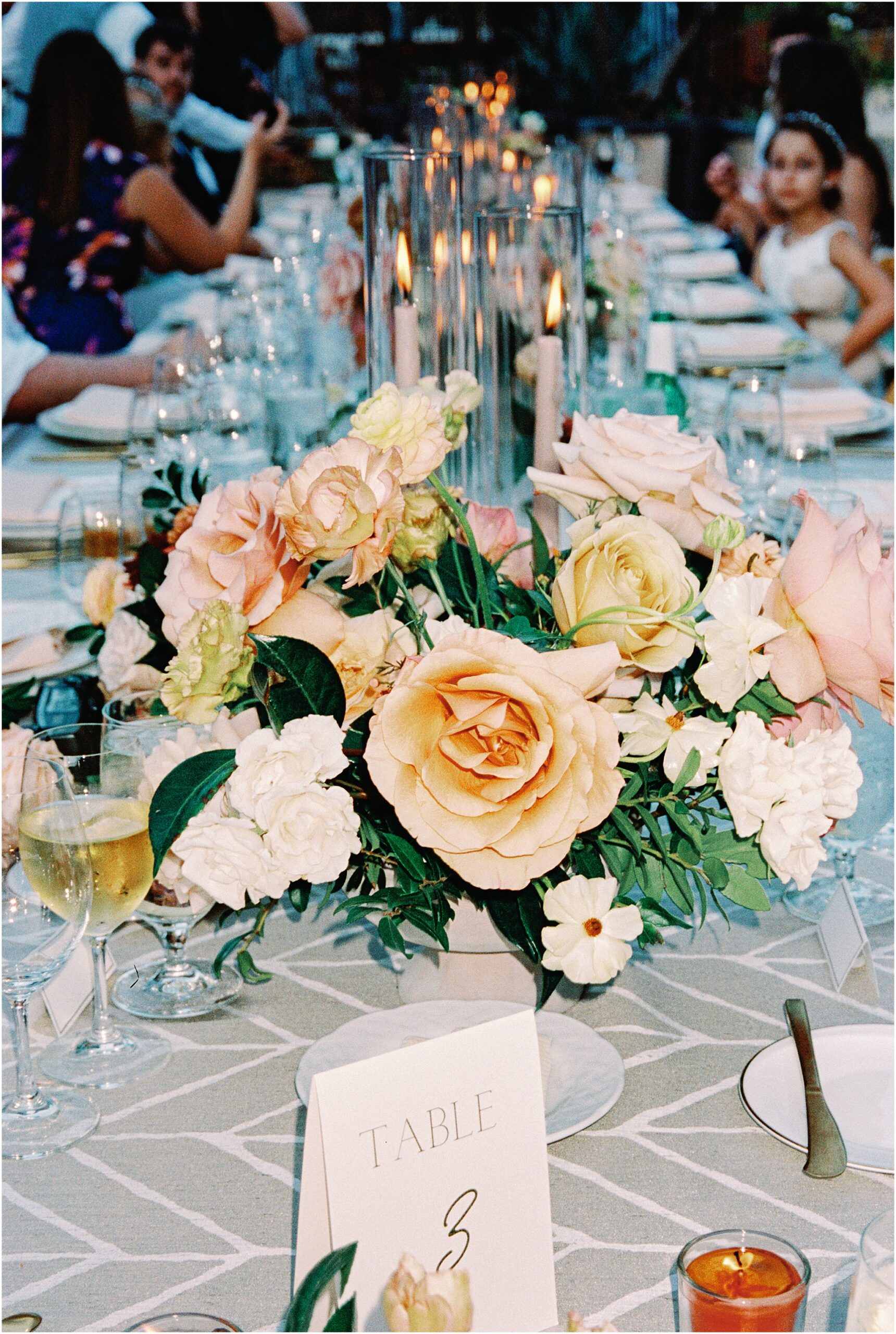 Place settings arranged beautifully for evening reception.
