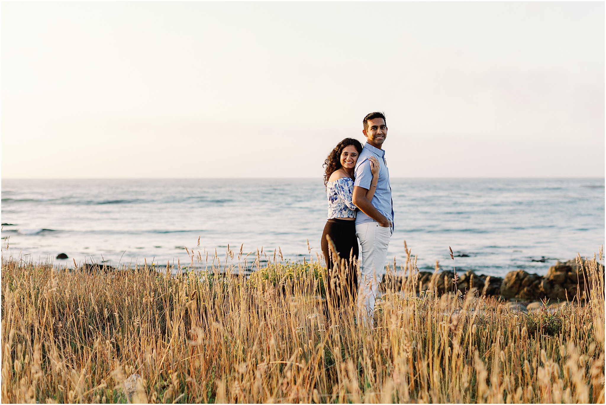 Carmel by the Sea engagement session with soft evening light