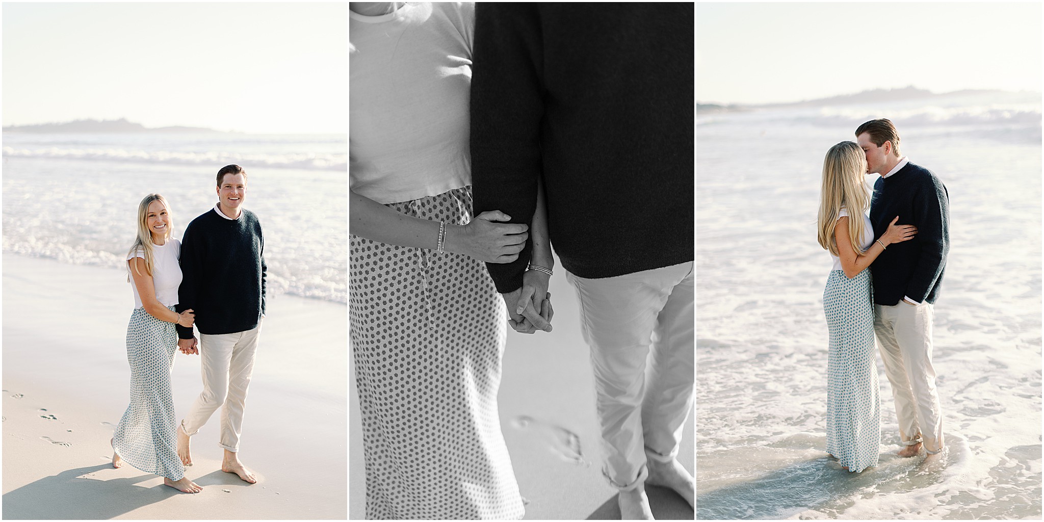 Beachside stroll in Carmel by the Sea engagement session